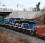 CSX 3194 is a DPU as it passes beneath Route 206 near TL's MP 50